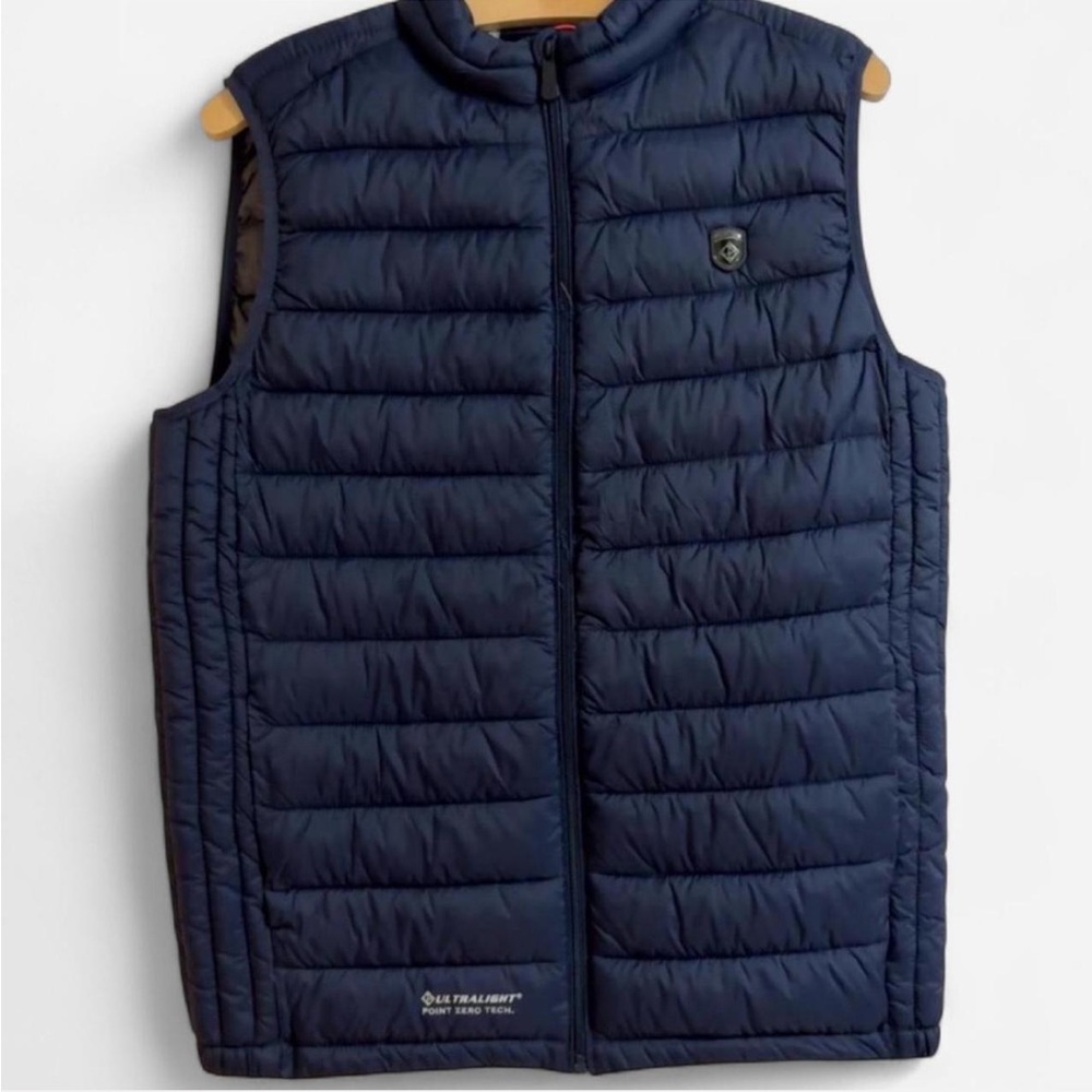 Point Zero Blue Puffer Vest with Stand-Up Collar